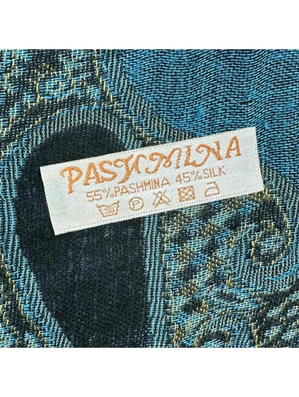 Blue‎ Green Paisley Pashmina Silk Blend Shawl Scarf Wrap